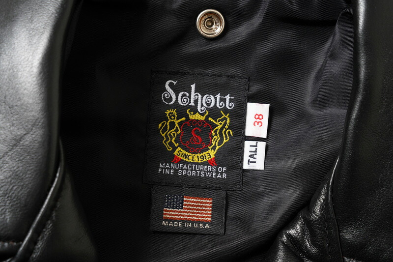 Schott 217USのSchottタグとMade in USAタグ